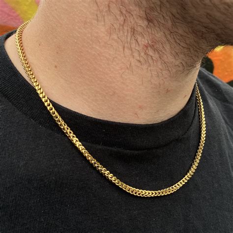 Gold Chain Necklace Mens Chain Franco 4mm Mens Gold Chain Etsy