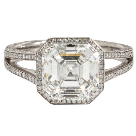 Gia 3 03 Carat H Vs1 Asscher Cut Diamond And Platinum Engagement Ring For Sale At 1stdibs