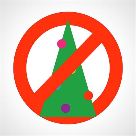 Premium Vector No Christmas Tree Red Prohibition Sign With Christmas