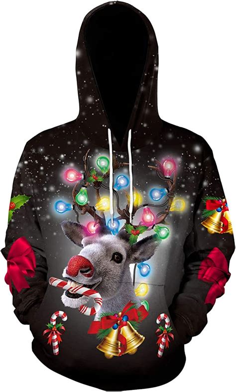 Chiyeee Unisex Hässliche Weihnachten Hoodie 3d Gedruckt Sweatshirts Weihnachten Pullover