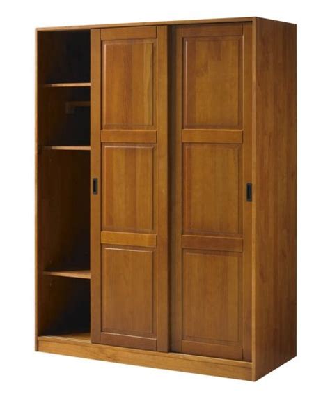 Grand Honey Pine Solid Wood 3 Sliding Door Wardrobe W1 Shelves