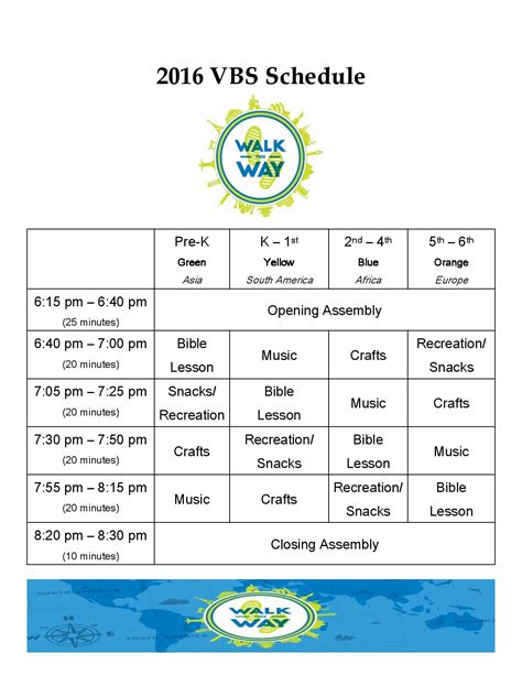 Vacation Bible School Schedule Template Plan Your Perfect Vbs
