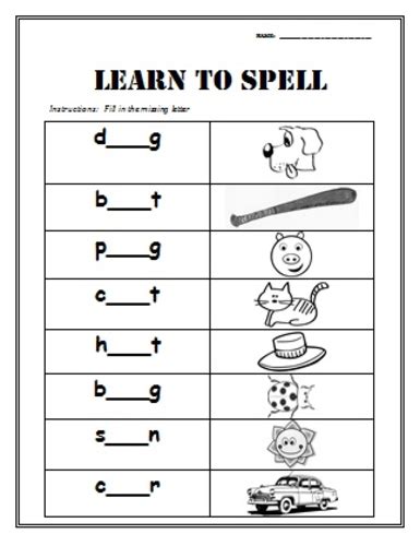 Learn To Spell Worksheets With Pictures To Help Teaching Resources