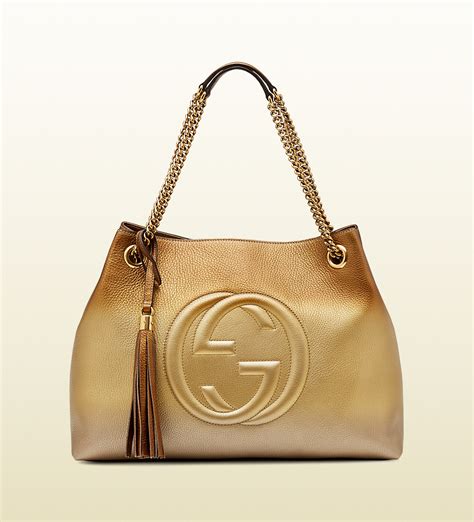 Lyst Gucci Soho Shaded Leather Shoulder Bag In Metallic