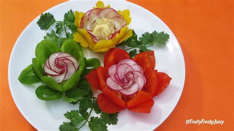 Eye Catching Garnish Of Bell Pepper With Radish Rose Designs Most