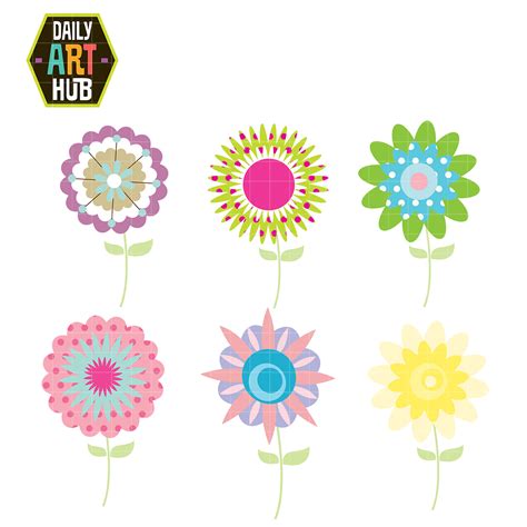 Abstract Flowers Clip Art Set Daily Art Hub