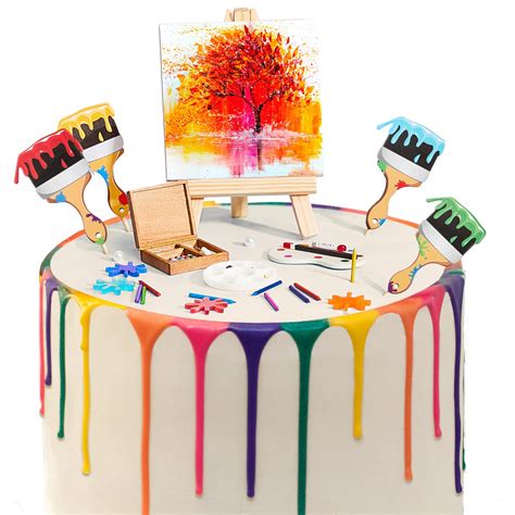 Buy 41 Pcs Art Cake Decorations Paint Brush Cupcake Toppers Art Paint