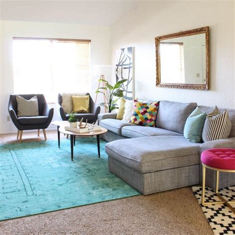 Colorful Mid Century Glam Living Room Makeover Glam Living Room