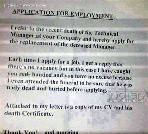 Haroon, head group hr policy. Funny Indian Application For Employment Letter