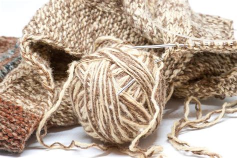Knitting Scene Of Wool Vest With Brown Ball Of Wool Stock Photo Image