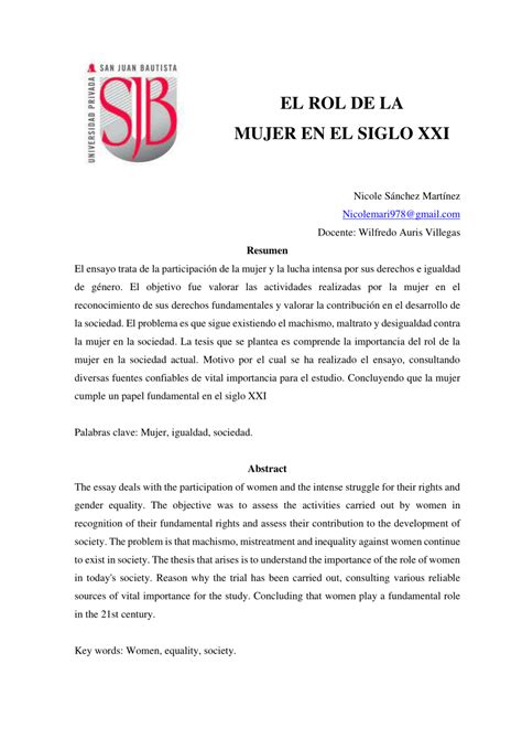 Pdf El Rol De La Mujer En El Siglo Xxi