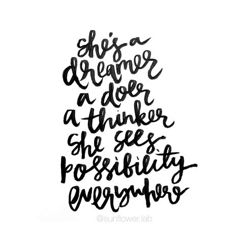 Dreamer Doer Thinker Handwritten Quote With Ink And Brush Pen By