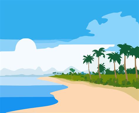 Free Sand Beach Ocean Sea Island Cartoon Vector Free Psdvector
