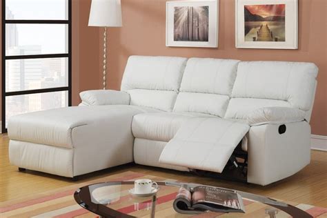 Mansfield White Leather Loveseat Recliner Left Sectional Chaise