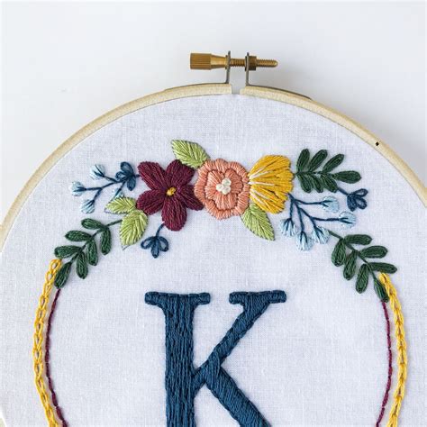 Floral Alphabet Hand Embroidery Pattern Digital Download Etsy Rose