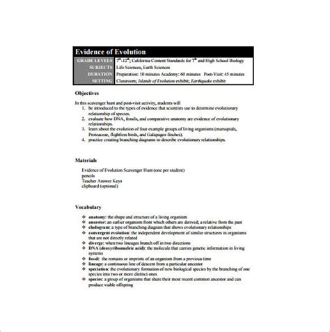 High School Lesson Plan Template 13 Pdf Word Format Download