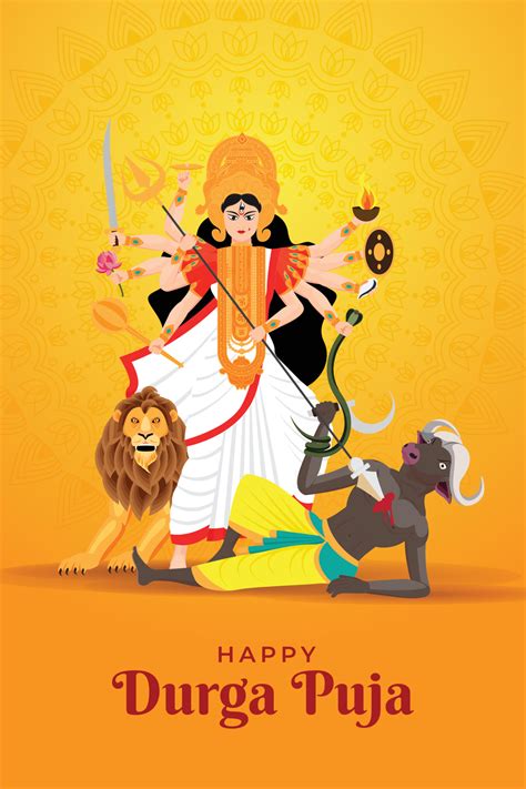 Happy Durga Ashtami Free Vector Illustration 3528530 Vector Art At Vecteezy