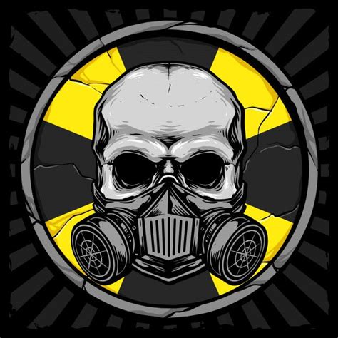 Premium Vector Skull With Gas Mask And Bio Hazard Sign Background
