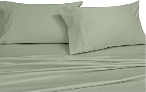 Top Split King Adjustable King Bed Sheets 4pc Solid Sage 100 Cotton
