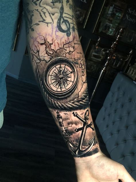 Nautical Compass Anchor Tattoo By Stefan Limited Availability At Tribal Tattoos For Men Cool