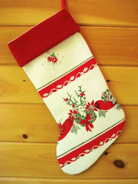 Vintage Christmas Stocking By Away Up North Christmas Tablecloths