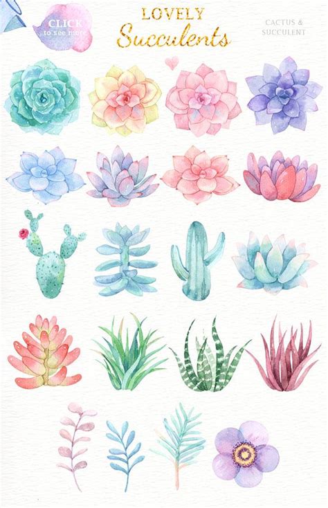 Lovely Succulents Watercolor Cliparts Glass Terrarium Etsy Uk