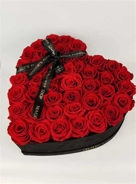Mfs Eternity Rose Heart Suede Box In Maywood Ca Maggies Flower Shop