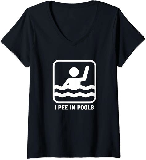 Womens I Pee In Pools Funny Swimming Sign V Neck T Shirt Clothing Shoes And Jewelry