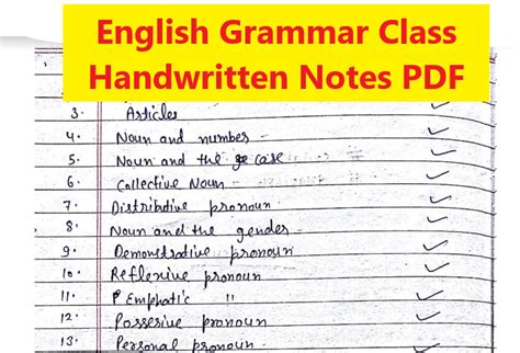 English Grammar Handwritten Notes Pdf Free Download