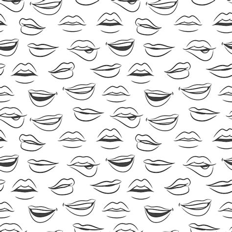 premium vector sketched female sexy lips seamless pattern