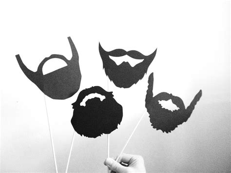 4 Black Beards Photo Booth Props Beards On A Stick Photo