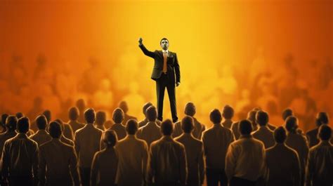 Premium Photo Leadership Conceptual Image True Born Leader Standing In Front Of The Cheering