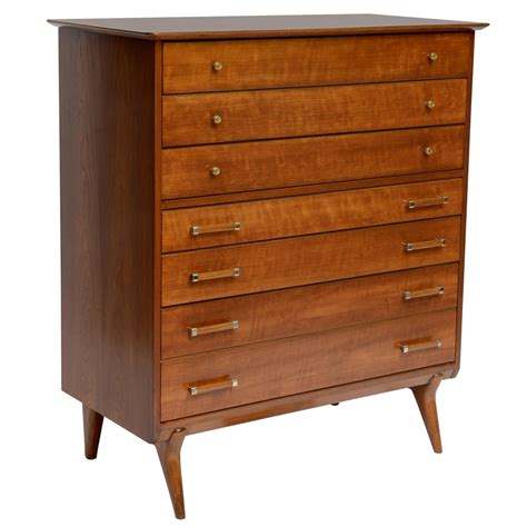Mid century modern blonde corner table vintage 50s. Renzo Rutili 50s Modern Chest of Drawers for Johnson ...