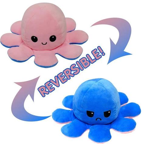 Cute Octopus Dolls Double Face Expression Flip Octopus Doll Plush Toys