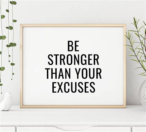 Be Stronger Than Your Excuses Printable Art Fitness Quote Print Be