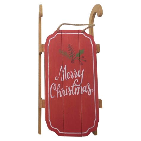 Holiday Merry Christmas Hanging Wooden Sled D Cor Sled Decor