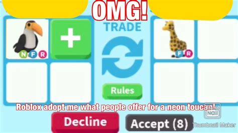 Roblox Adopt Me What People Offer For A Neon Toucan Kareemo Playz