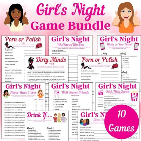 Girls Night Game Bundle 10 Game Bundle Adult Girls Night Etsy