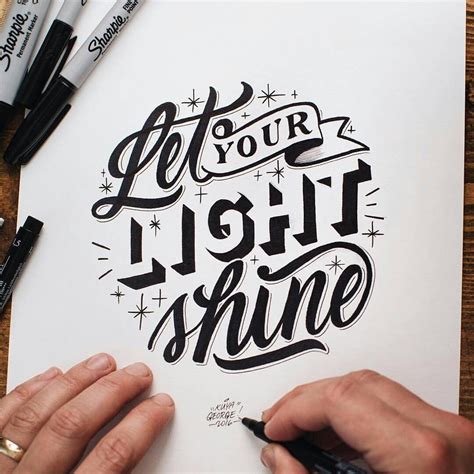 Let Your Light Shine Bright Artwork By Kuyageorge Hand Lettering