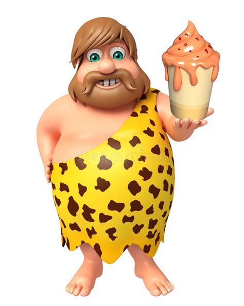 Caveman With Icecream Pose Stock Illustration Illustration Of Stone