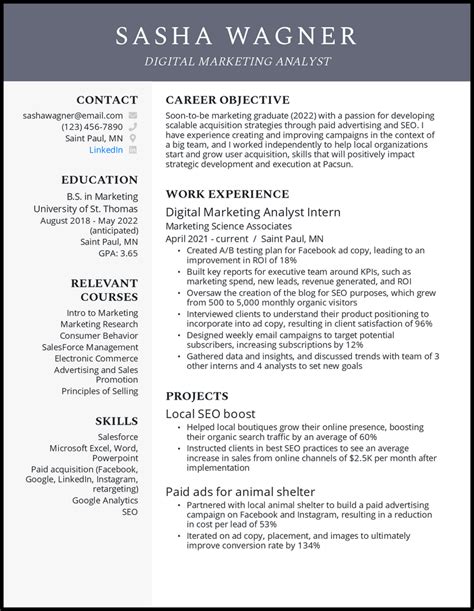 Resume Objective For College Student Examples