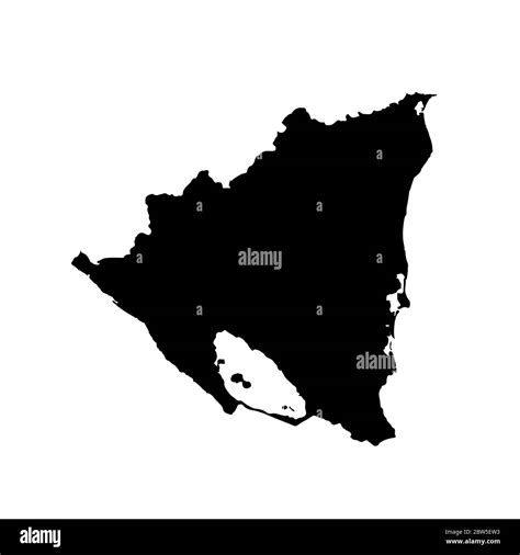 Vector Map Nicaragua Isolated Vector Illustration Black On White