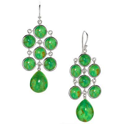 Juliette Chandelier Earrings In Green Turquoise Sterling Silver
