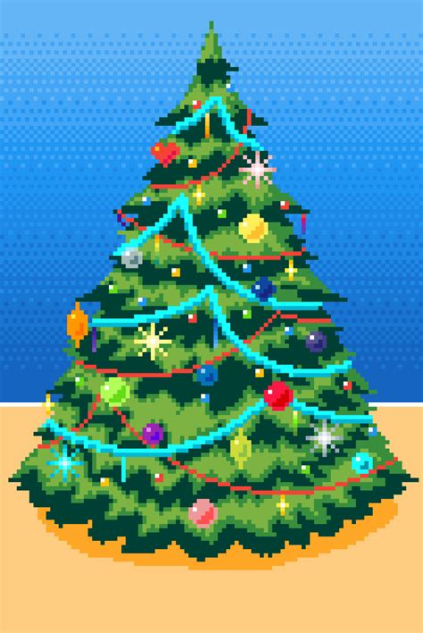Christmas Tree 8 Bit Pixel Art Christmas Tree Tree Pixel Art