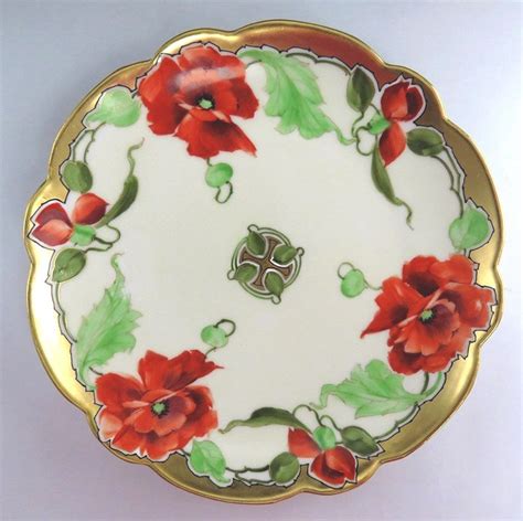 4 Antique Porcelain Hand Painted Gilt Flower Salad Plates Etsy