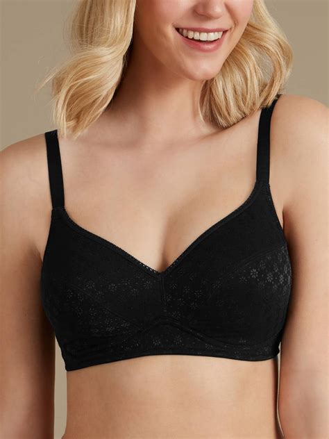 Marks And Spencer Mand5 Black Jacquard Padded Full Cup Bra Size 34 To 42 B C D