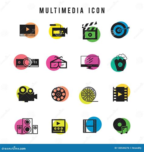 Multimedia Icon Set Stock Vector Illustration Of White 120544276