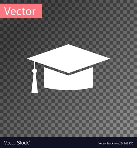 White Graduation Cap Icon Isolated On Transparent Vector Image