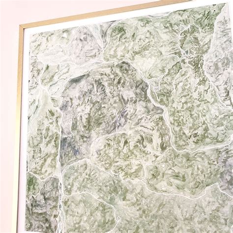 White Mountains Map Topographical Watercolor Original Etsy White
