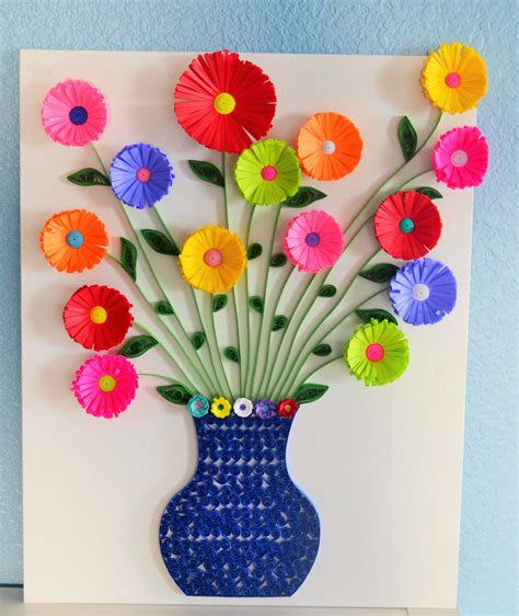 Flowers In Vase Art And Craft Flowers Diy Crafts Paper Flowers